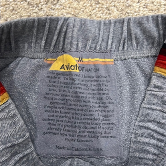Aviator Nation Gray Straight Leg Pants with Rainbow Stripes - Picture 3 of 5